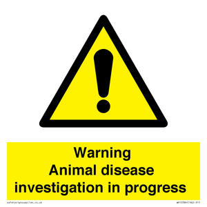 Warning Animal disease investigation in progress